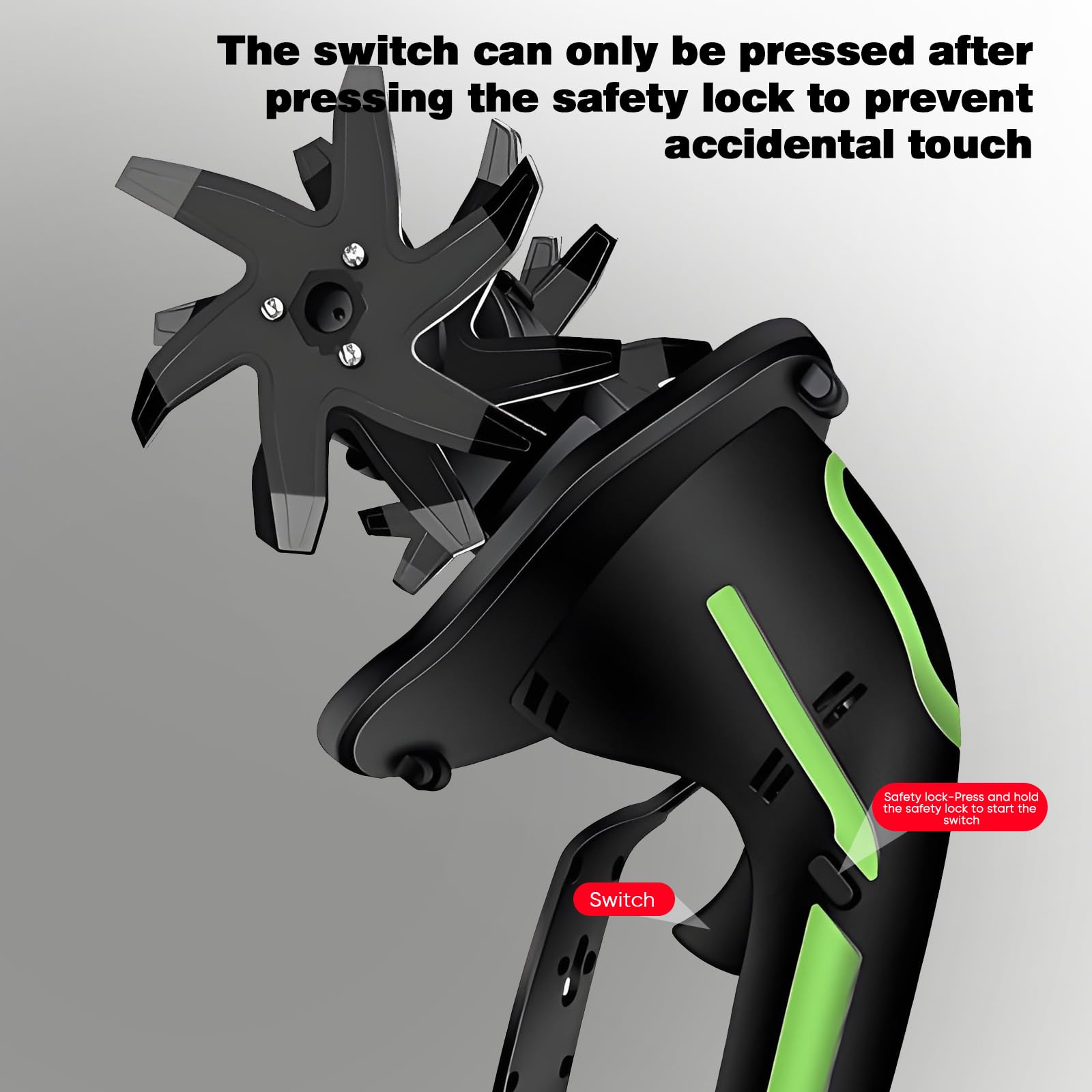 Motoazada Eléctrica Sin Cable 21V, Motocultor Eléctrico 2-en-1 con Varilla de Extensión de 1,3 m, 10 cm de Ancho y Profundidad de Trabajo, Motoazada Eléctrica para Césped, Jardín, Campo de Vegetales