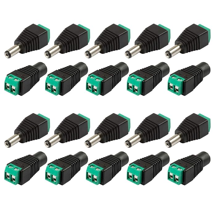 Buy 10 Pairs DC Male and Female Power Connector, 2.1mm X 5.5mm 12V DC