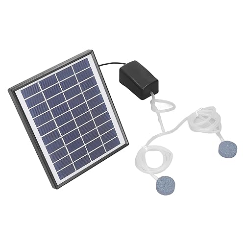 Miniatura 5 de Bomba de estanque micro solar de 10 V 6 W CC, kit de bomba de aire de fuente de panel solar ajustable con piedra de burbujas para estanque de peces,
