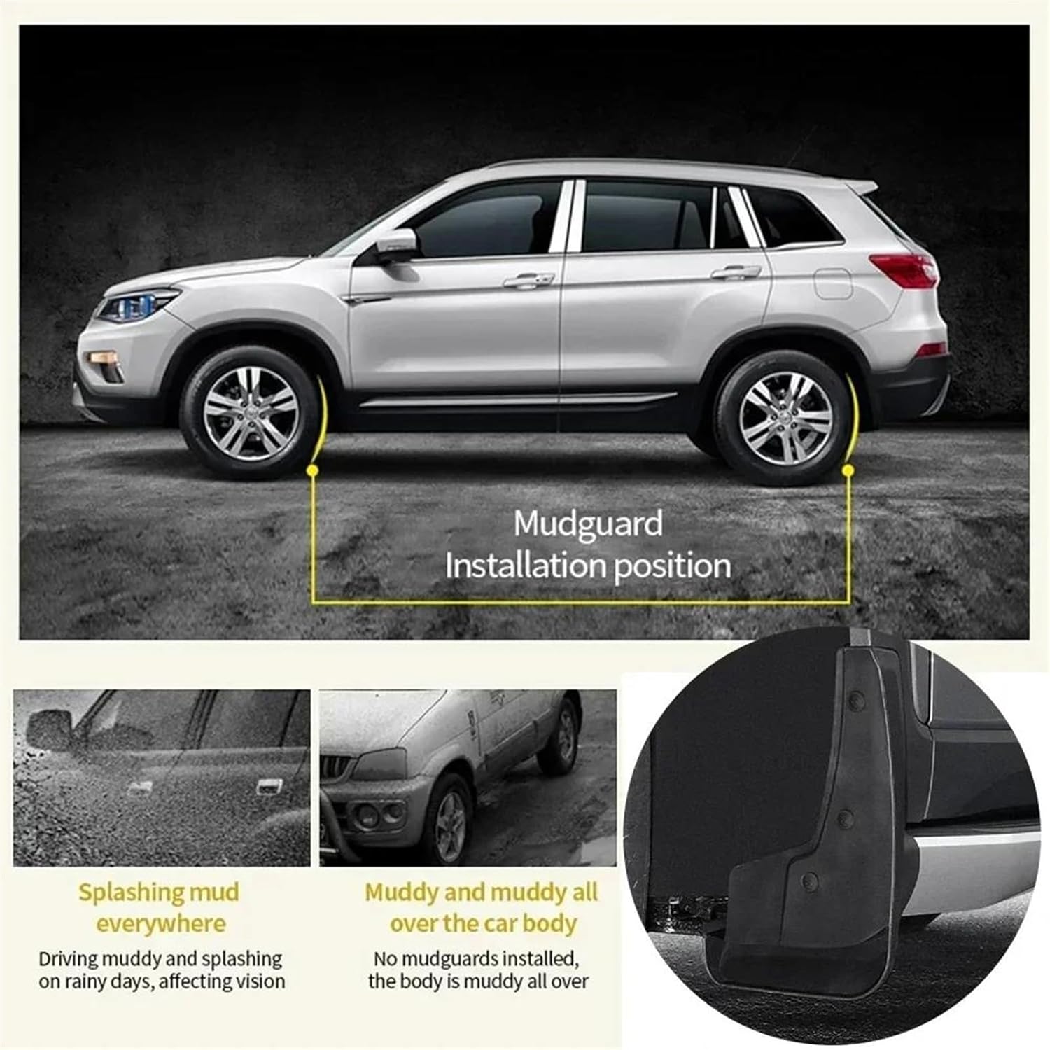 Set Mudflaps for Edge L 2023 Splash Guards Mud Flaps Front Rear Mudguards Fender Auto Exterior Guards(Two-Wheel Drive)