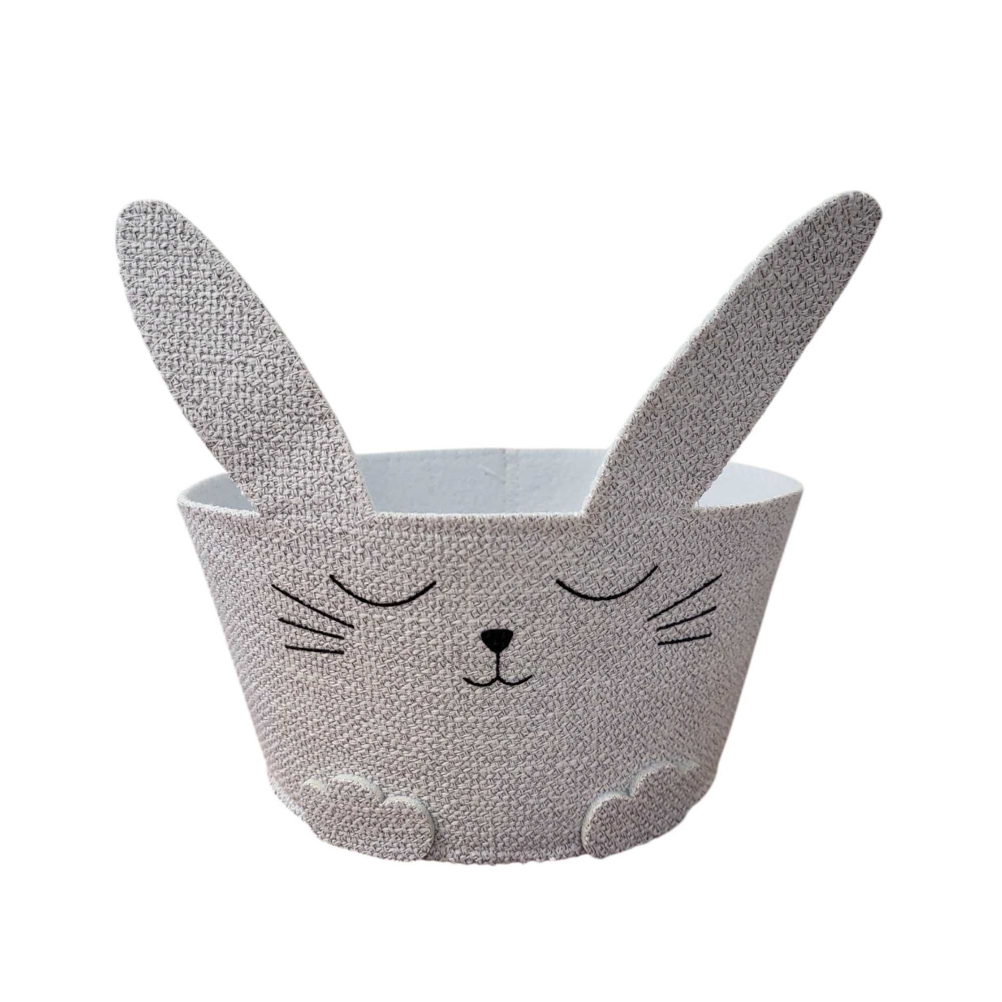 10x Filzkorb Hase mit Ohren grau Osternest Dekoration
