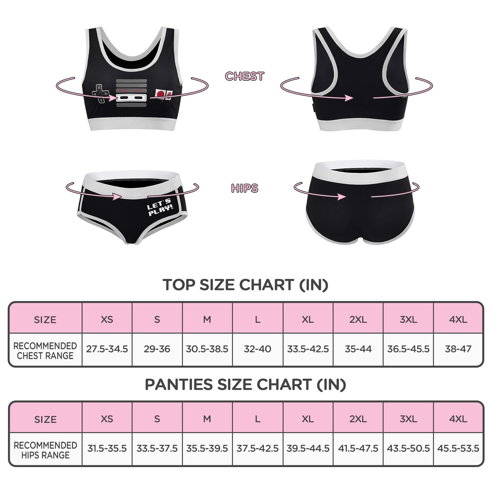 Littleforbig Women Cotton Camisole and Panties Sports loungewear Bralette Set - Let's Play Gamer Girl: Medium Black