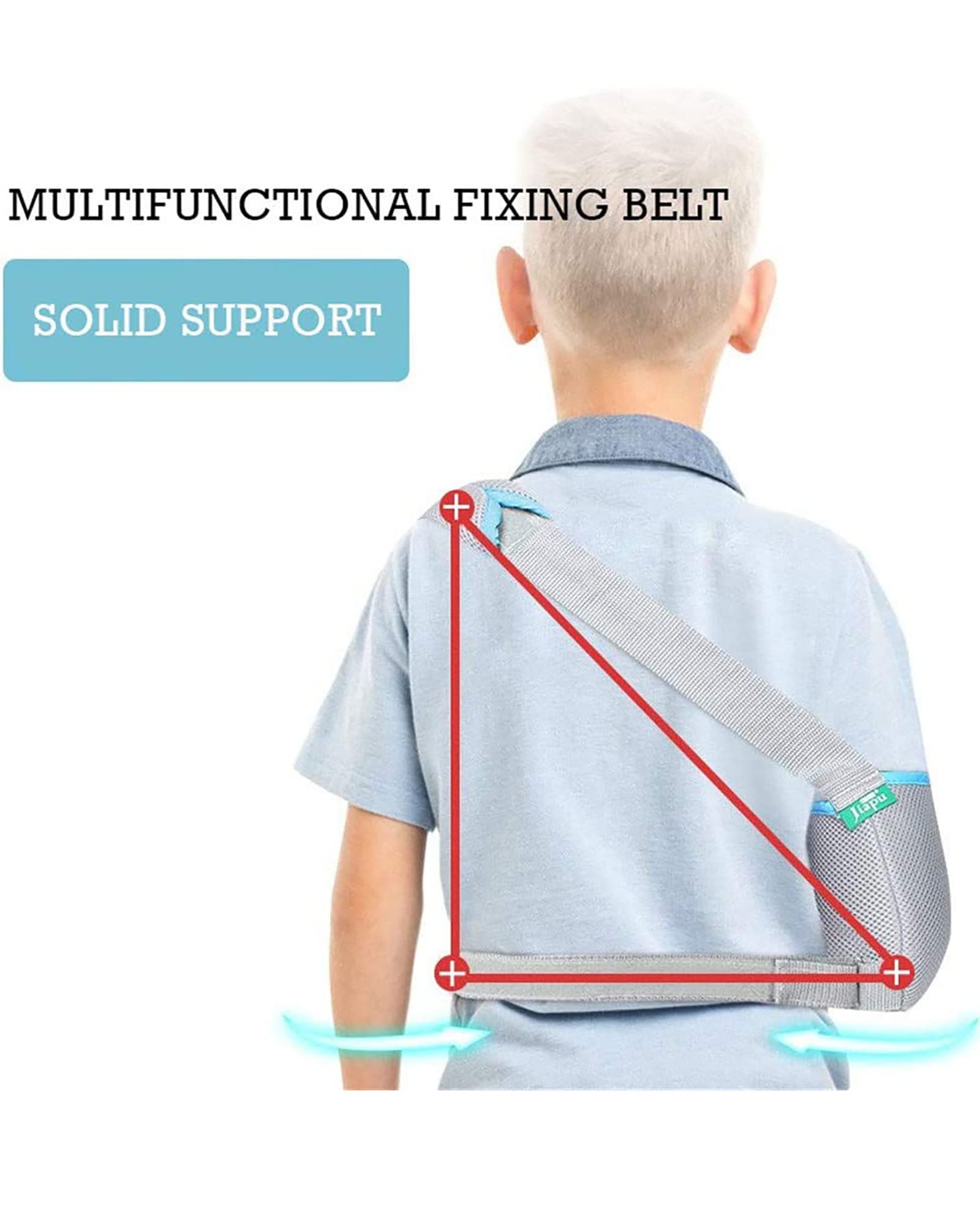 Cabestrillo para Brazo para niños con Soporte para el Pulgar Inmovilizador de Hombro de Malla Transpirable Correa Ajustable para la muñeca y el Codo para la recuperación de Lesiones, S (L)