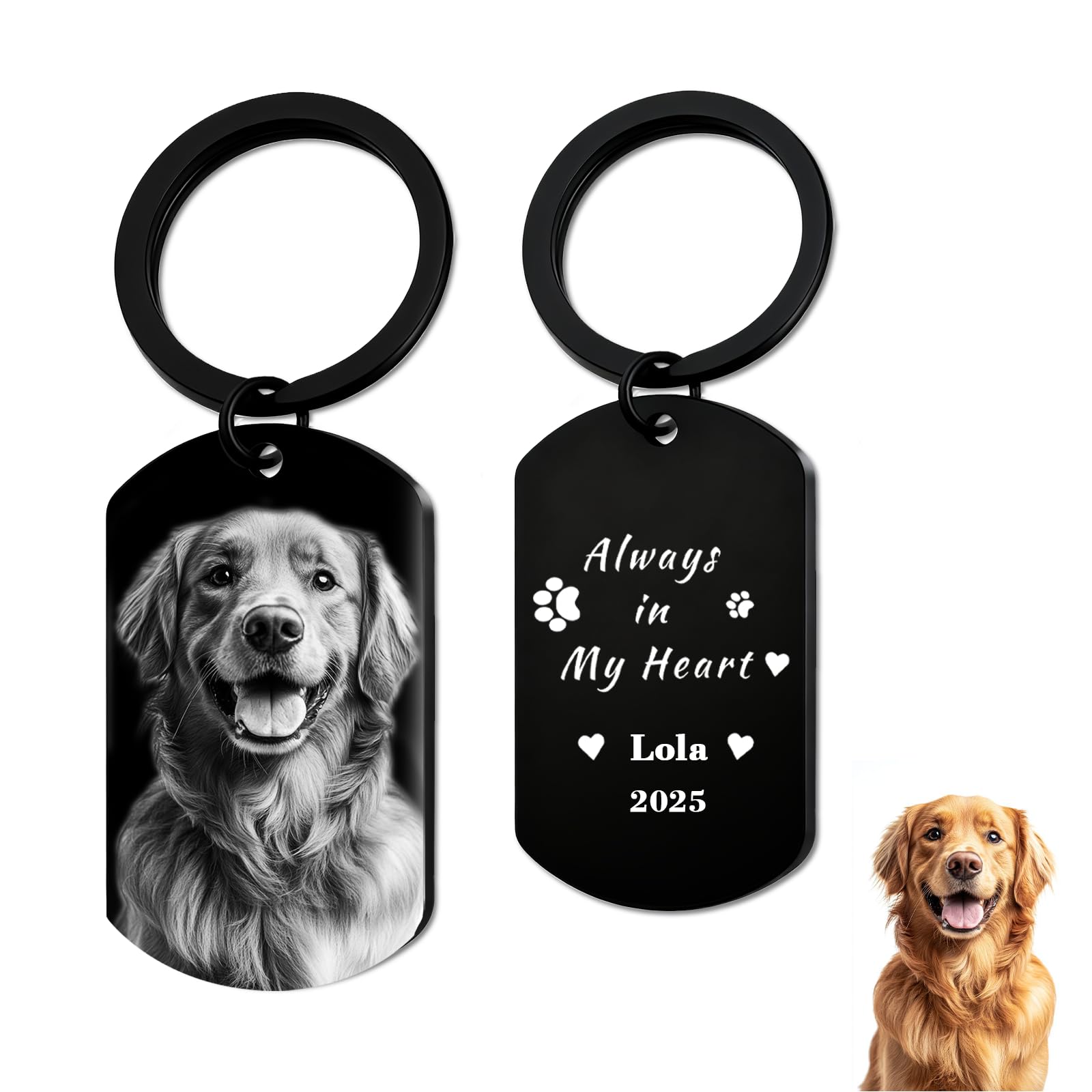 - QYH Custom Memorial Dog Keychain with Picture - Personalized Cat Dogs Pet keepsakes Keychains Customized Gifts for Pet Lovers