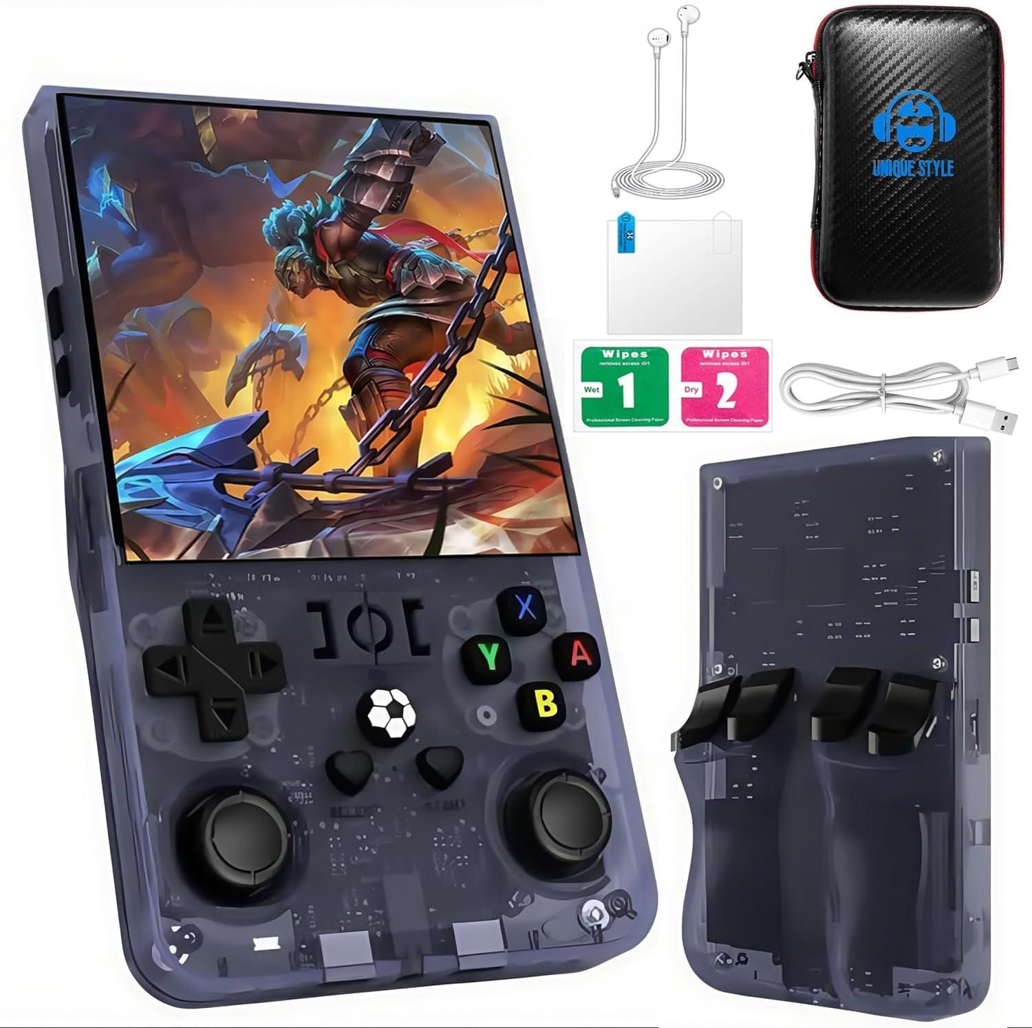 - 2025 Upgraded R36MAX Retro Handheld Game Console,128GB Built-in 22,000+ Classic Games,Portable Open Source Linux System,4.0-inch 4K HD IPS Screen & Video Player (Gray 128G)