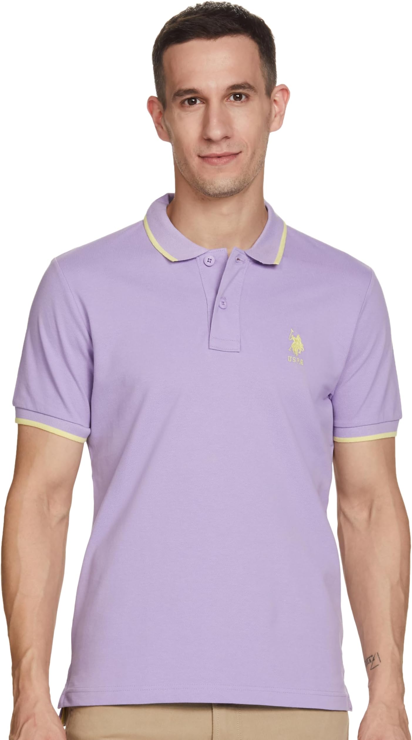 U.S. POLO ASSN.Men's Tipped Collar Pure Cotton Slim Fit Polo Shirt