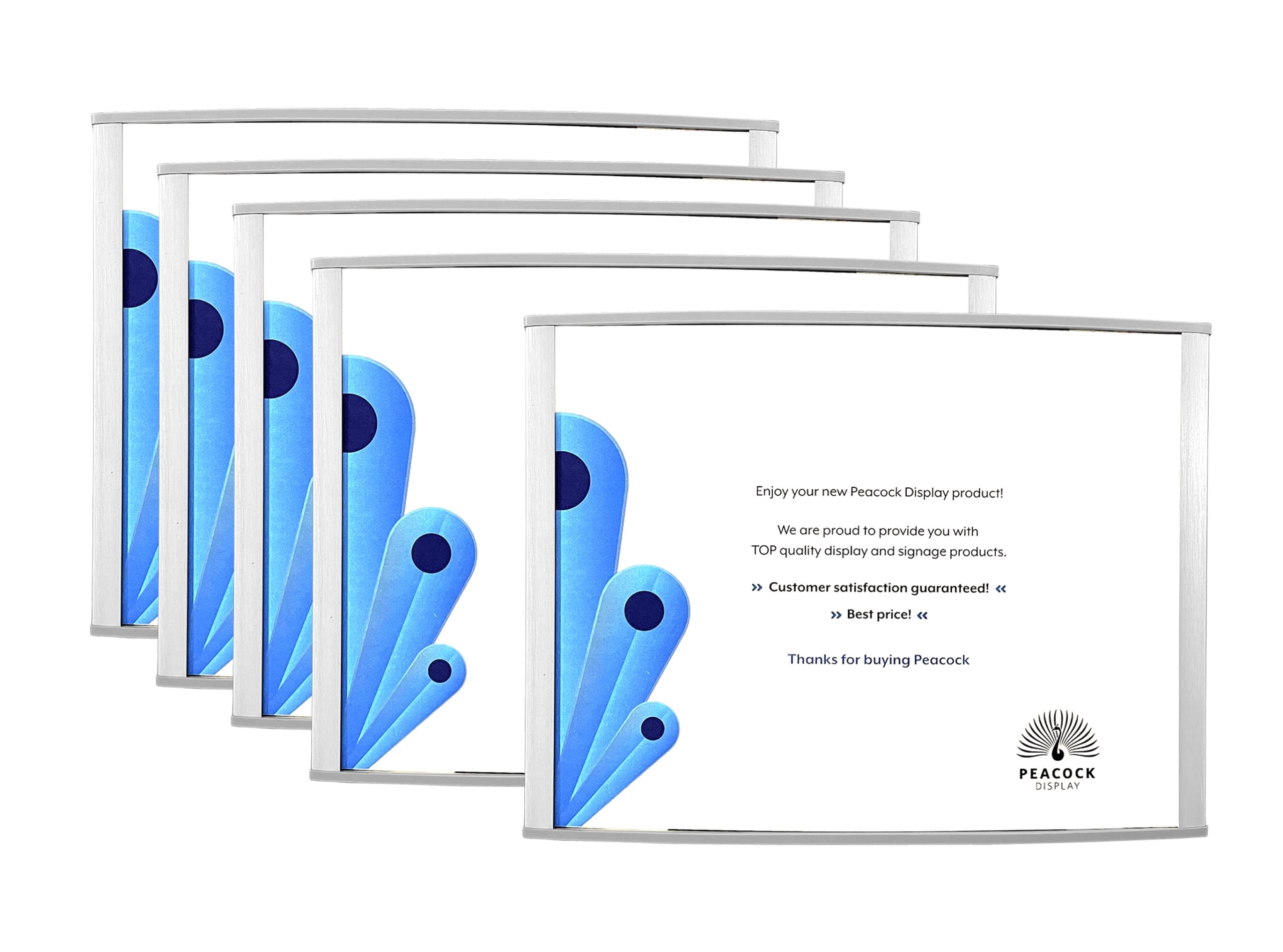 Peacock display Curved Office Business Door Sign Holder | Aluminum Wall Mount Name Plate Holder, cubicle sign holder, sturdy and beautiful 11" W X