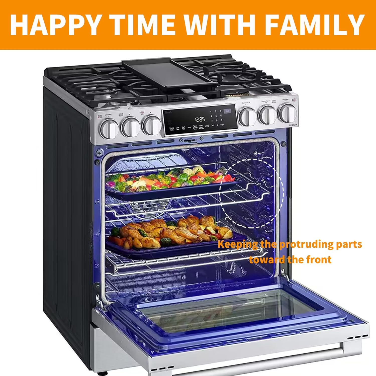 Upgraded MHL63411403 Oven Rack Replacement for LG Oven Parts 24.75 x 16 IN Range Oven Shelf LDG4313ST LREL6323S LG 304 Stainless Steel Stove Standard Oven Bake Rack Air Fryer Wire Shelf Accessories