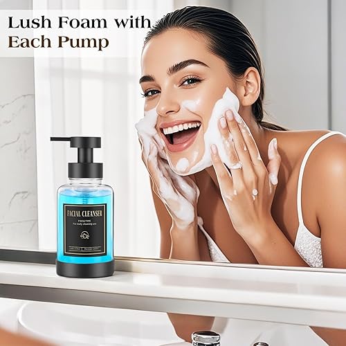 Miniatura 7 de Luxspire Dispensador de jabón espumoso, dispensador de jabón con bomba de espuma de vidrio, dispensador de jabón de manos antideslizante con 5