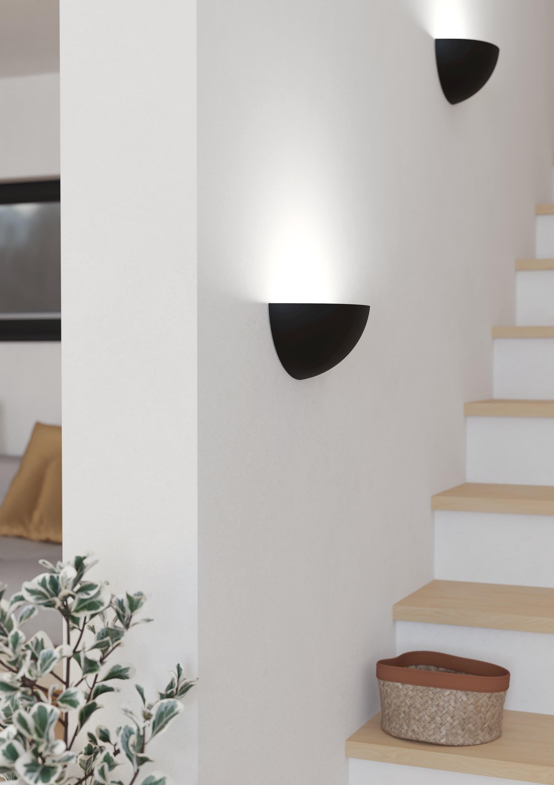 EGLO Wandleuchte innen Tanura, Eck Wandlampe für indirekte Beleuchtung | minimalistische Wandbeleuchtung aus Metall in Schwarz, Wand Lampe für Flur und Wohnzimmer, E27 Fassung
