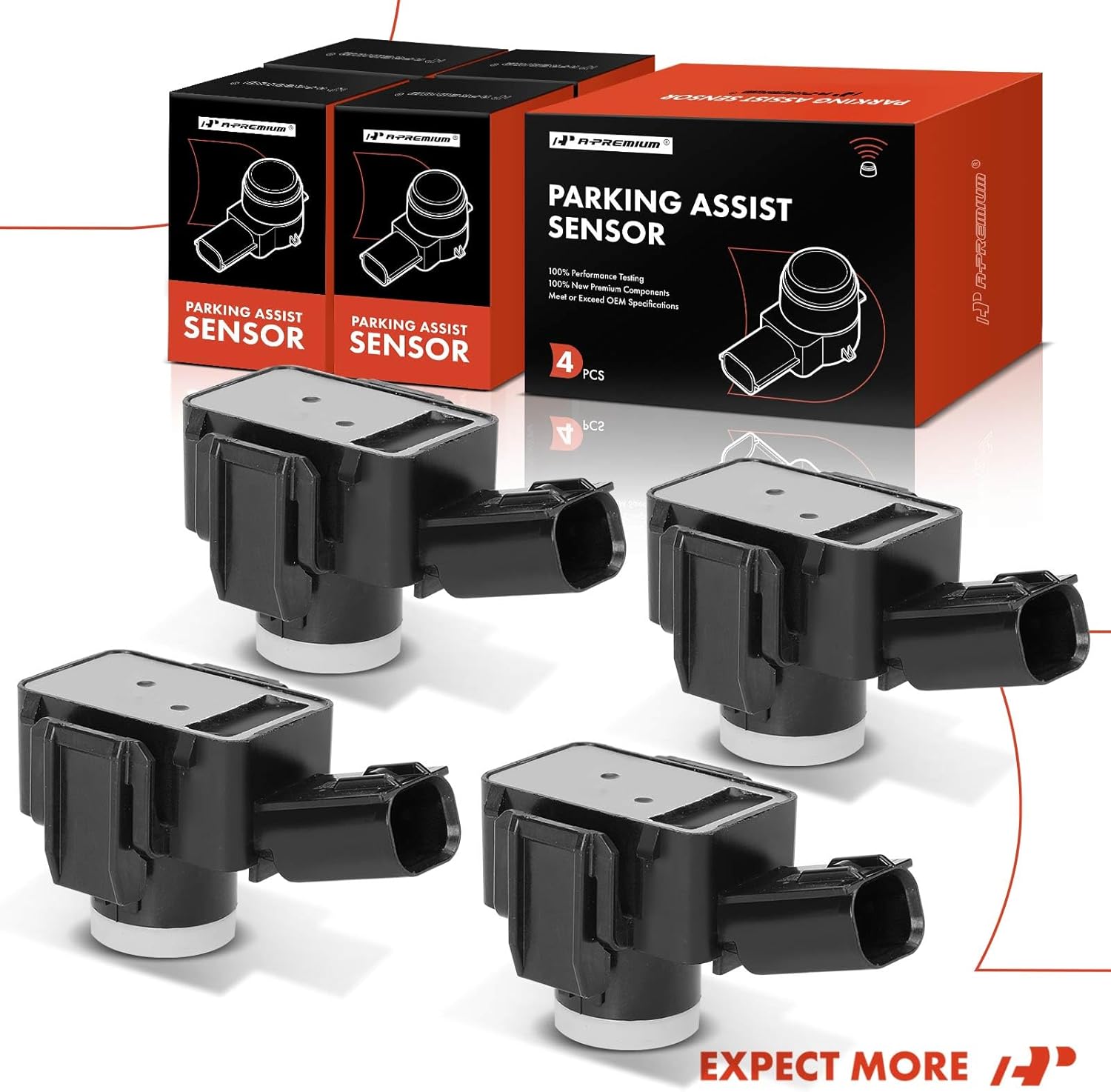 A-Premium 4-PC Front Reverse Backup Parking Assist Sensor Compatible with Toyota Prius 2016-2018, Prius Prime 2017-2018, 1.8L, Replace # 8934158070