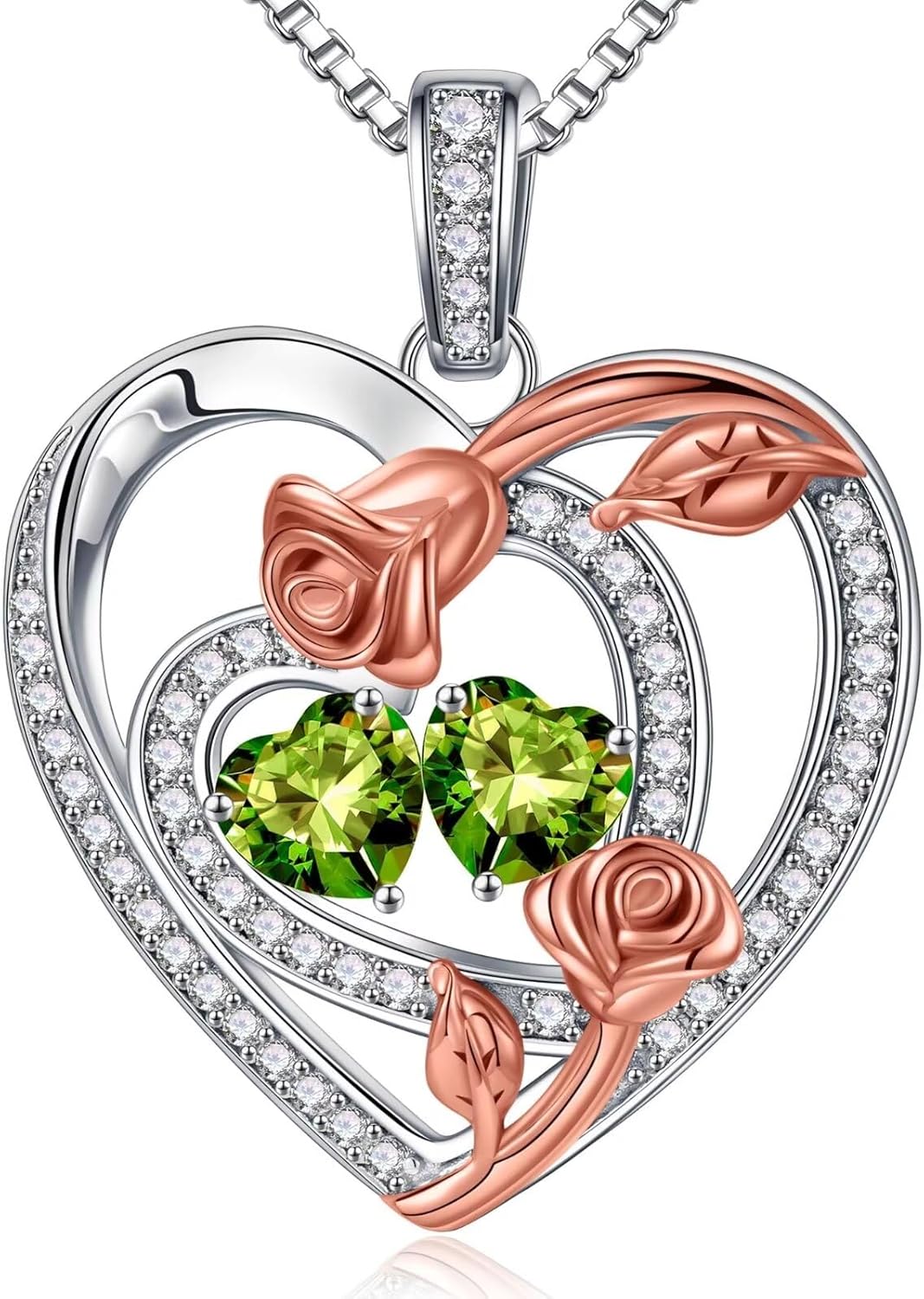 Iefil Christmas Gifts for Women Wife – 925 Sterling Silver Rose Heart Birthstone Necklace | Anniversary Valentines Gifts for Wife Her Girlfriend | Mothers Birthday Day Jewelry Gifts for Mom Grandma