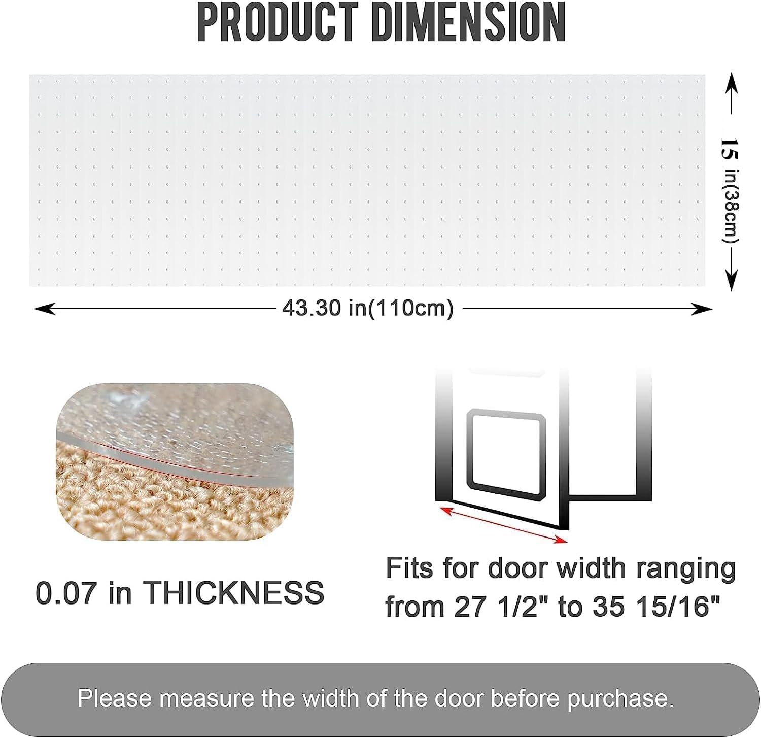 ペット用3.6フィートのカーペットプロテクター2個-玄関用猫カーペットプロテクター、DIY滑り止め傷防止ドア下猫スクラッチプロテクタ