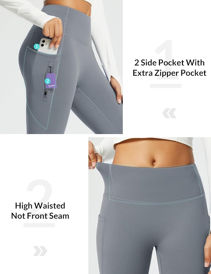 Pantalon Thermal BALEAF Femme - Legging Bootcut Taille Haute, 75% Polyester 25% Élasthanne, Hiver