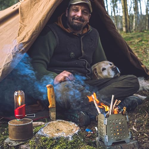 Miniatura 3 de Fire-Maple Farol naranja para acampar de vidrio, acero y aluminio  Recipiente de combustible de propano o isobutano hermosas luces  No necesita