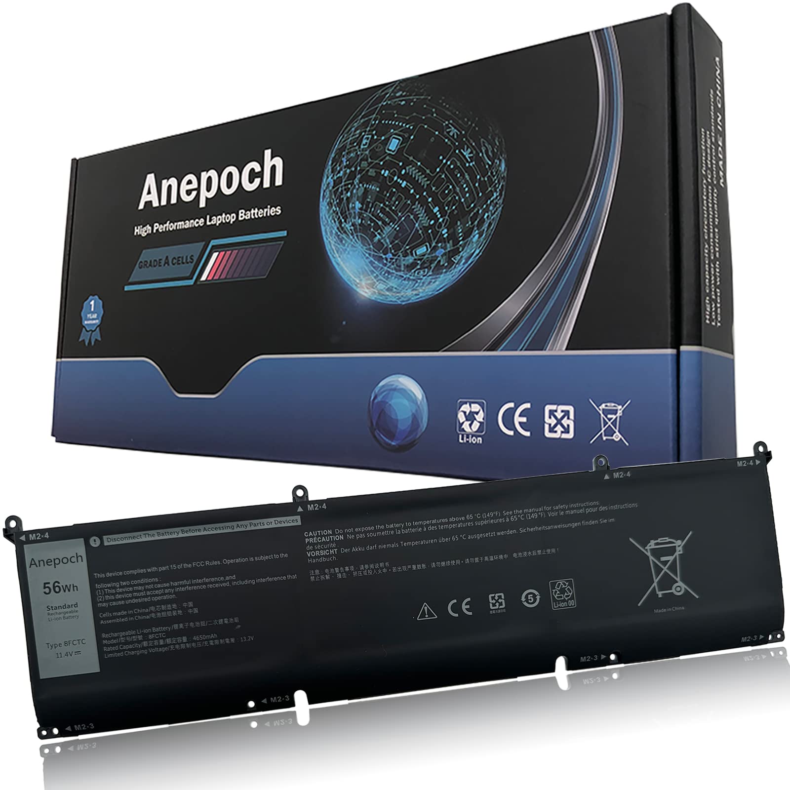 8FCTC Laptop Battery Replacement for Dell XPS 15 9500 Precision 5550 Alienware M15 R3 R4 M17 R3 R4 Series Notebook 69KF2 08FCTC 070N2F 70N2F 0P8P1P 0M59JH 0DVG8M 11.4V 56Wh 4650mAh