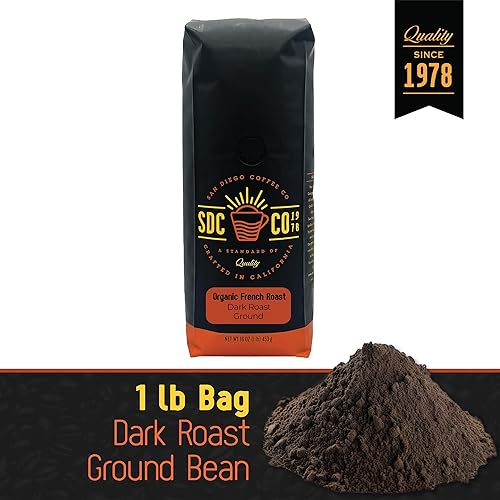 Miniatura 2 de San Diego Coffee Café molido tostado orgánico, tostado oscuro, bolsa de 16 onzas