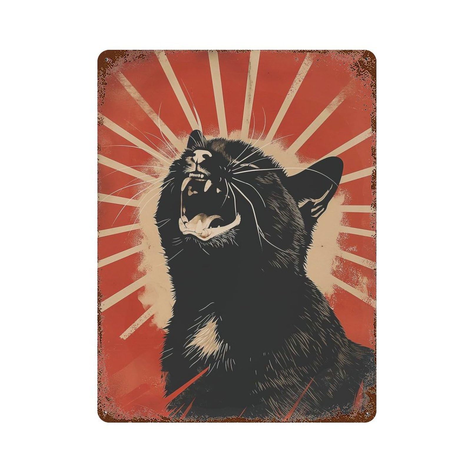 Cat Propaganda Decorative Tin Sign 15.7"x11.8", for Farmhouse, Kitchen And Entryway Decor, Shabby Chic Decor