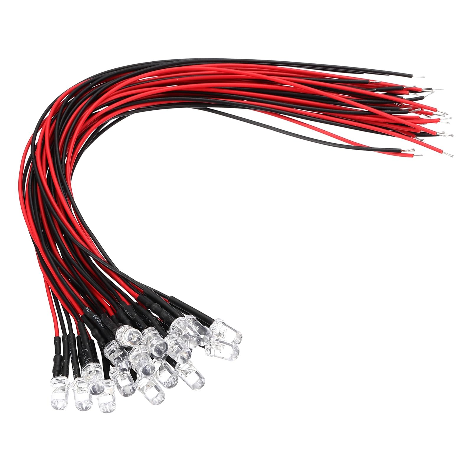 VIAPUICE 20 Pcs 5mm Pre-Wired Small Emitting LED Lights Width 12V Light,Emerald Green High Brightness LED Diode Light for DIY Electronics Experiments, Indicator Lights, PCB Circuits