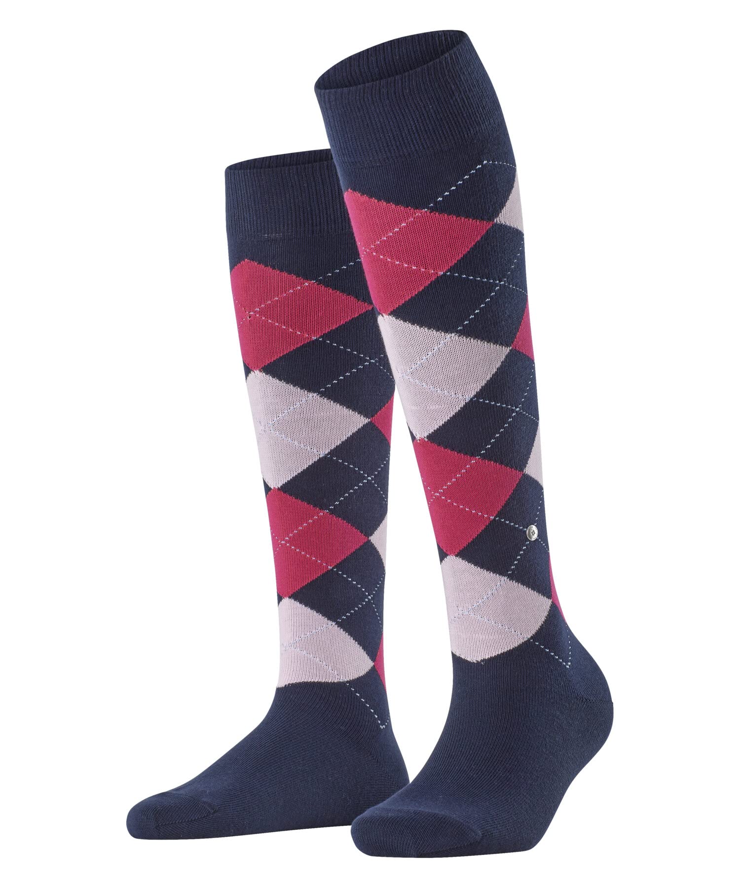 Burlington Women's Queen W Kh Cotton Long Patterned 1 Pair Knee-High Socks, Blue Marine 6123, 3.5-7