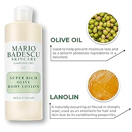 Mario Badescu Super Rich Olive Body Lotion for Dry Skin, Non-Greasy and Creamy Moisturizer Infused with Olive Oil, Ideal for All Skin Types, 6 Fl Oz