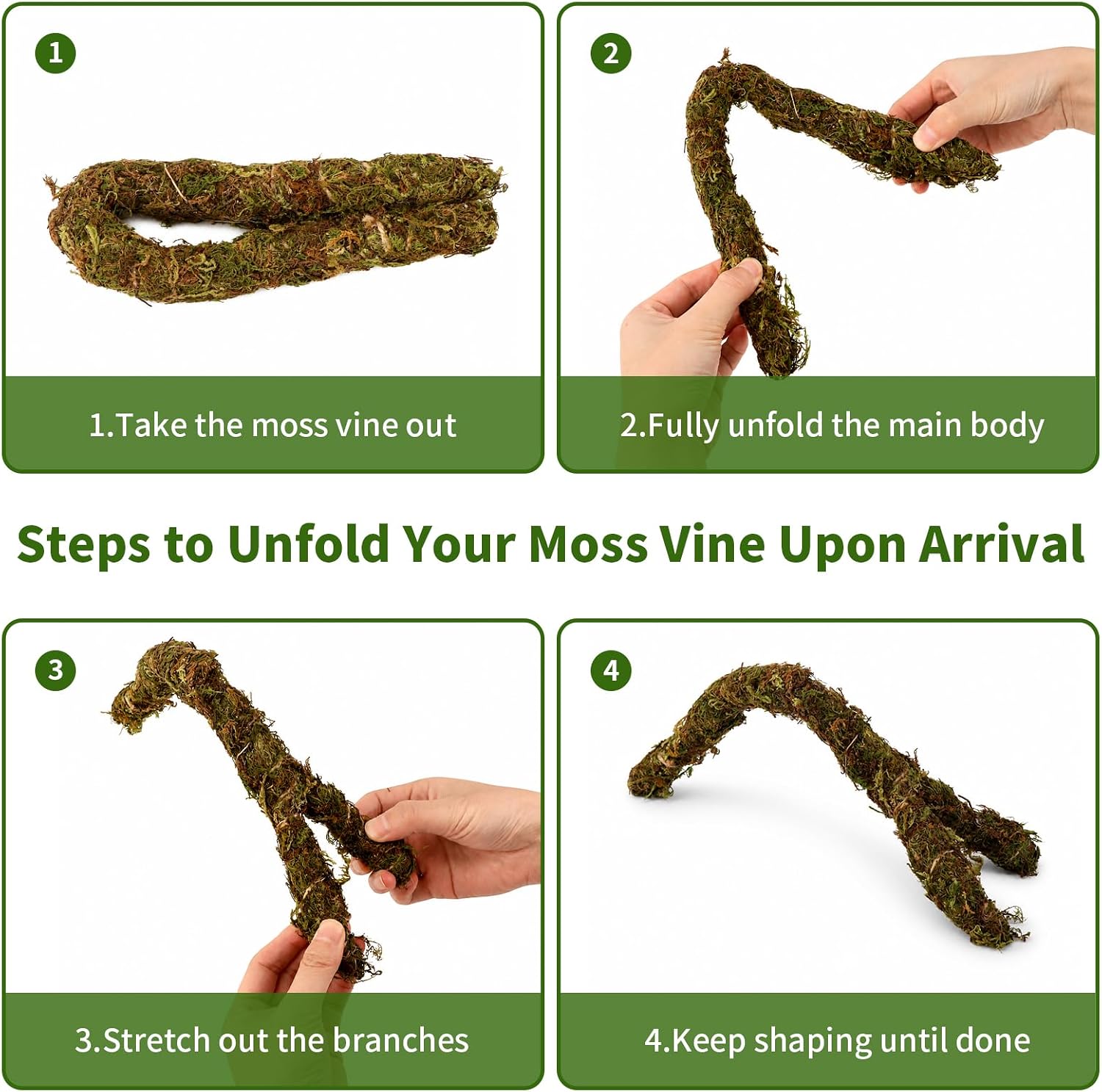 Moss Vine for Hermit Crabs and Snails, 12.2 Inch Simulation Moss Rope Climbing Toy, Adjustable Terrarium Decor for Hermit Crab Habitat, Also for Leopard Gecko, Lizards, Frogs, and Small Snakes image 3