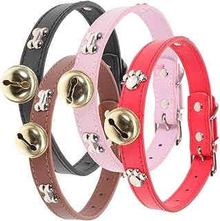 FONDOTIN 4piezas Collar De Campanas para Ovejas y Caballos Ajustable Antipérdida con Cascabeles Collares De para Ganado Color Rojo Negro Rosa y Marrón