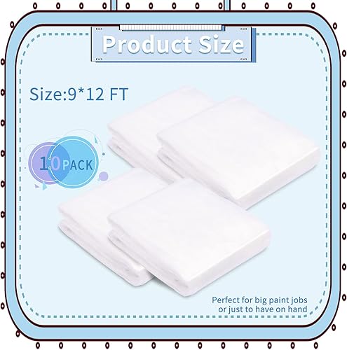 Miniatura 2 de Paquete de 20 paños de plástico para pintura, lona de plástico desechable para pintura, pintura impermeable, cubierta de plástico transparente,