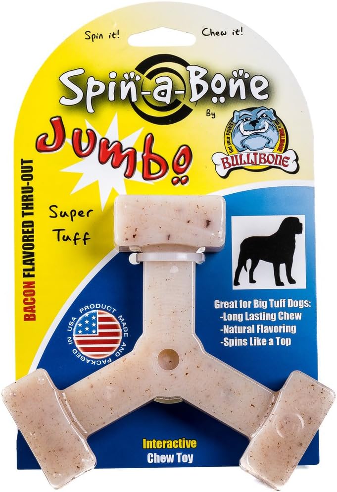 Bullibone Nylon Dog Chew Toy Spin-a-Bone – Interactive Dog Toy, Triggers Natural Instincts, and Improves Oral Health