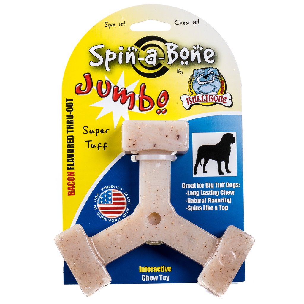Bullibone Nylon Dog Chew Toy Spin-a-Bone - Interactive Dog Toy Triggers Natural Instincts and Improves Oral Health