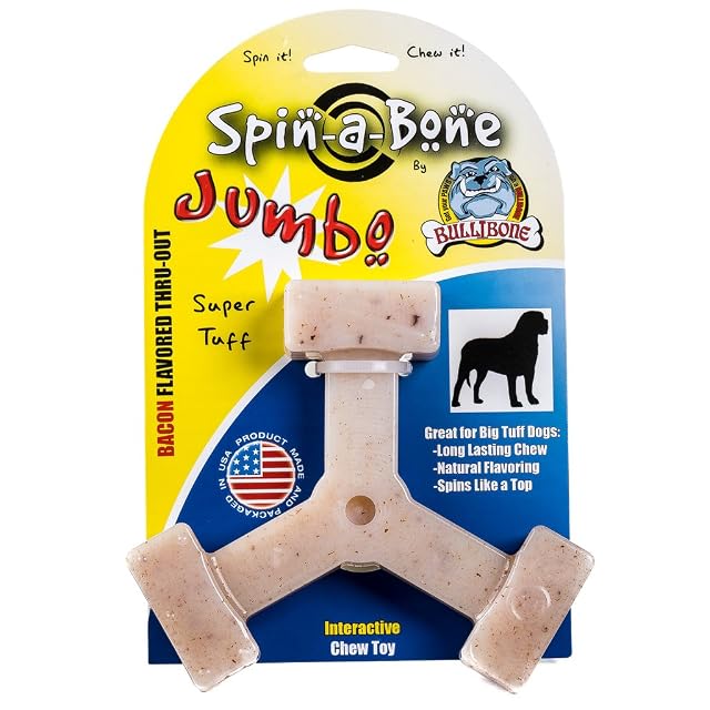 Bullibone Nylon Dog Chew Toy Spin-a-Bone - Interactive Dog Toy Triggers Natural Instincts and Improves Oral Health