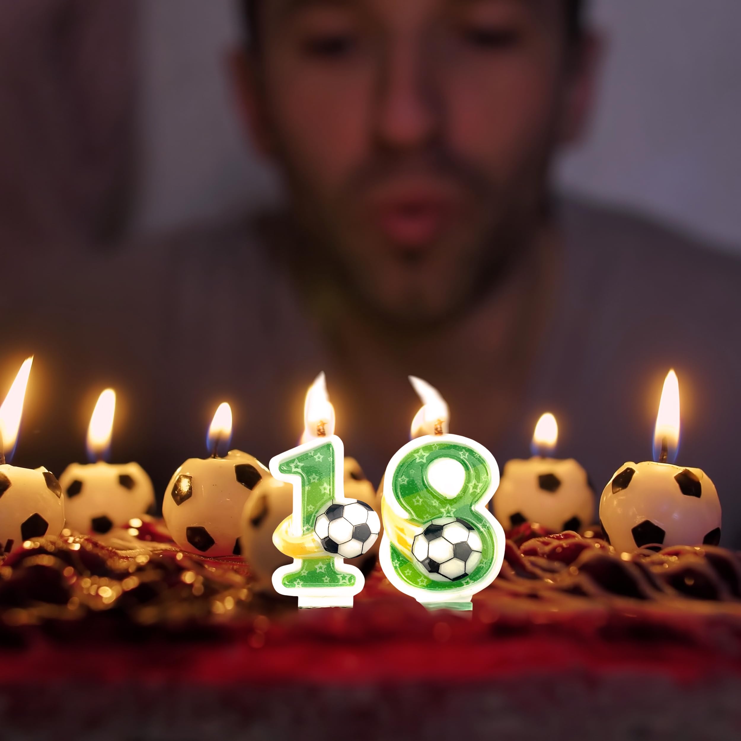Horeca Collection - Candela Calcio Numero 3-7,5 Cm - Candele di Compleanno - Candela Numerica per Torta - Decorazione Anniversario - Pallone - Birthday Candles