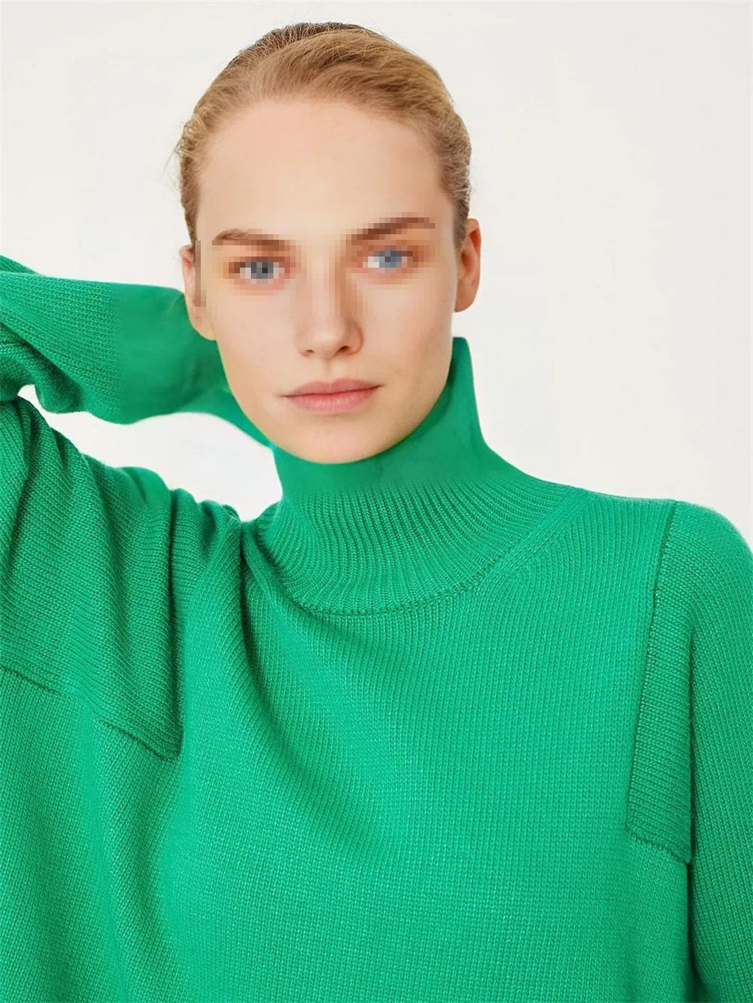 Maglione da donna a collo alto, a maniche lunghe, lavorato a maglia