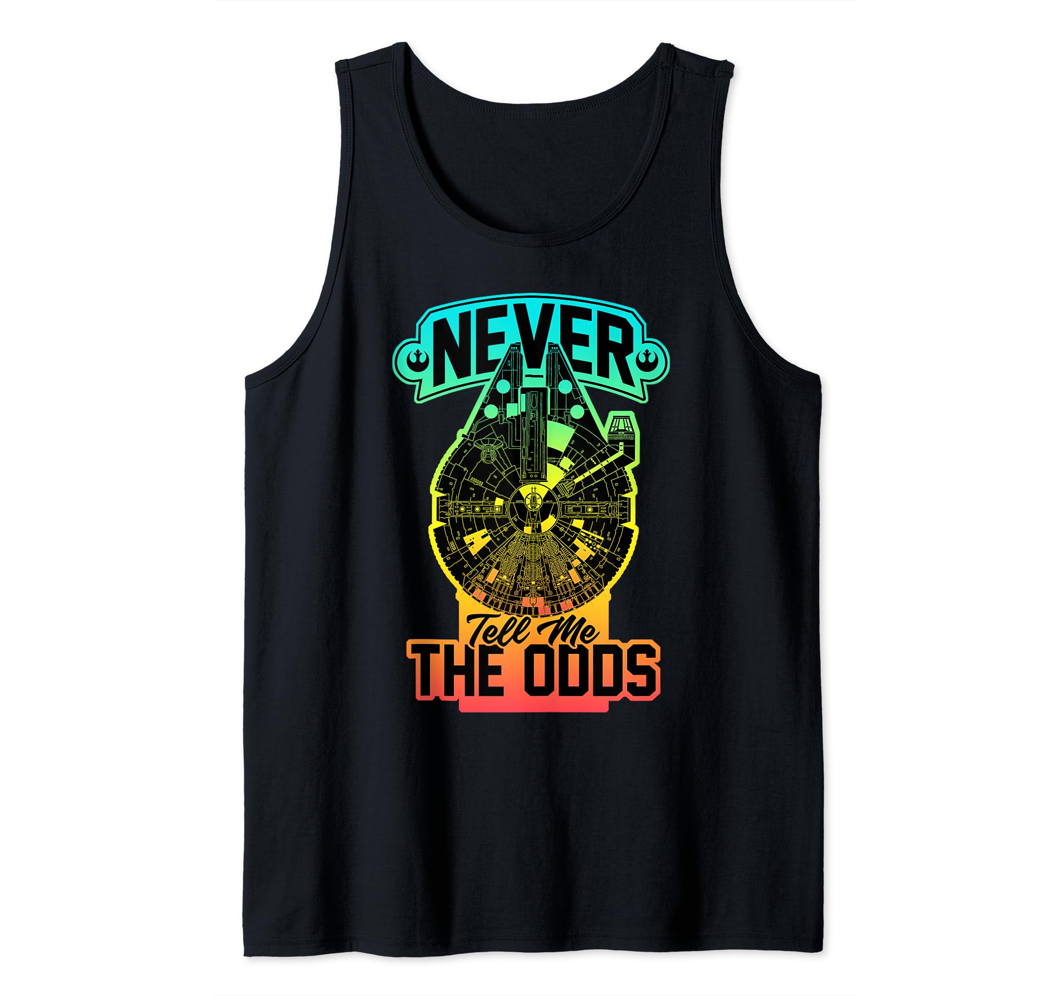 Star Wars Millennium Falcon Never Tell Me The Odds Gradient Tank Top, Black