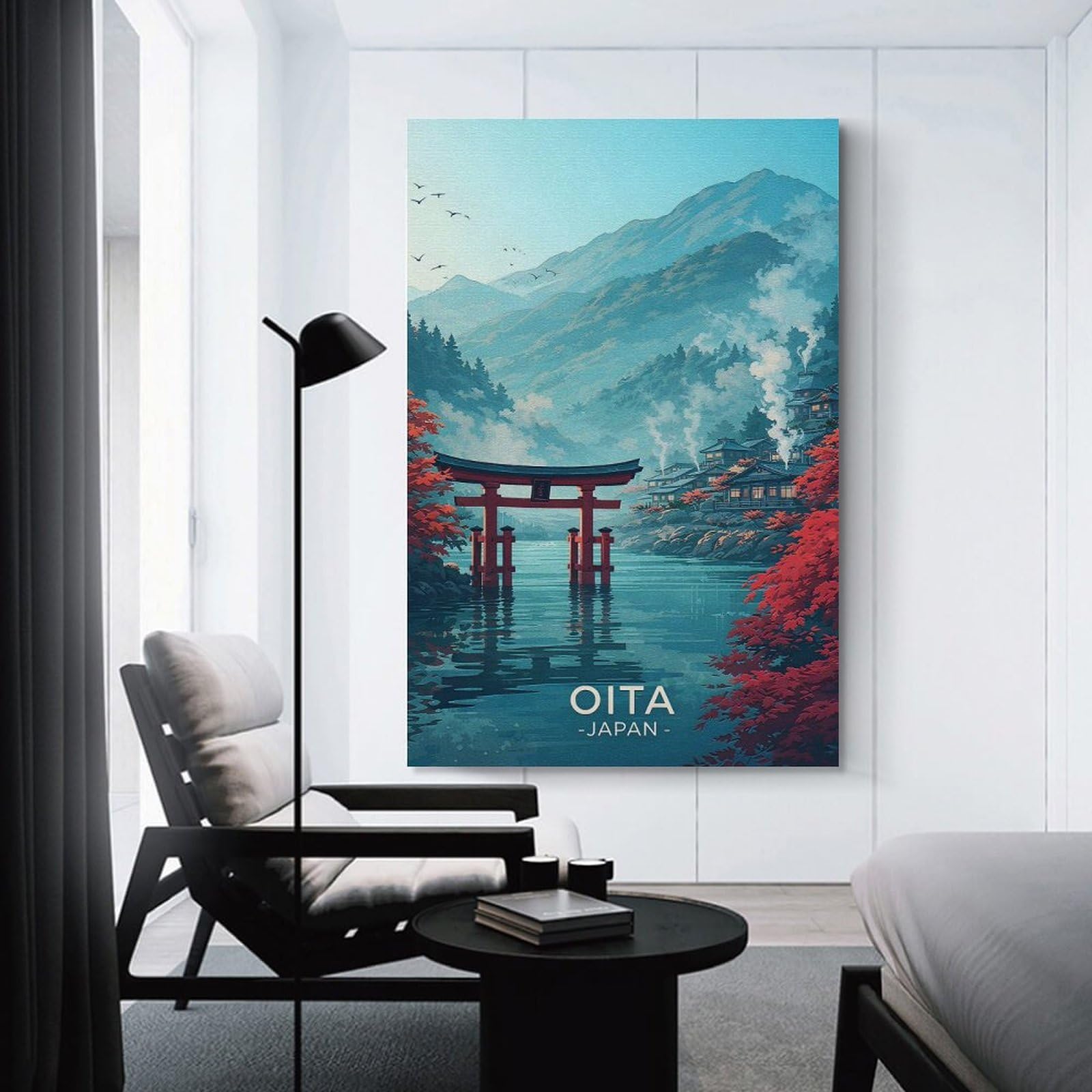 Junmoney Unframe-Style-20-1 Canvas Wall Art Oita Japan Torii Gate Landscape, 20X30inch(50X75cm), For Bedroom, Guest Room Or Reading Nook, Canvas Wall Decor For Personal Spaces