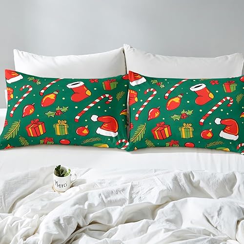 Miniatura 6 de Erosebridal Juego de edredón con gorro de Navidad, calcetines de Navidad, regalo de Navidad, decoración de ropa de cama, relleno de edredón de Feliz