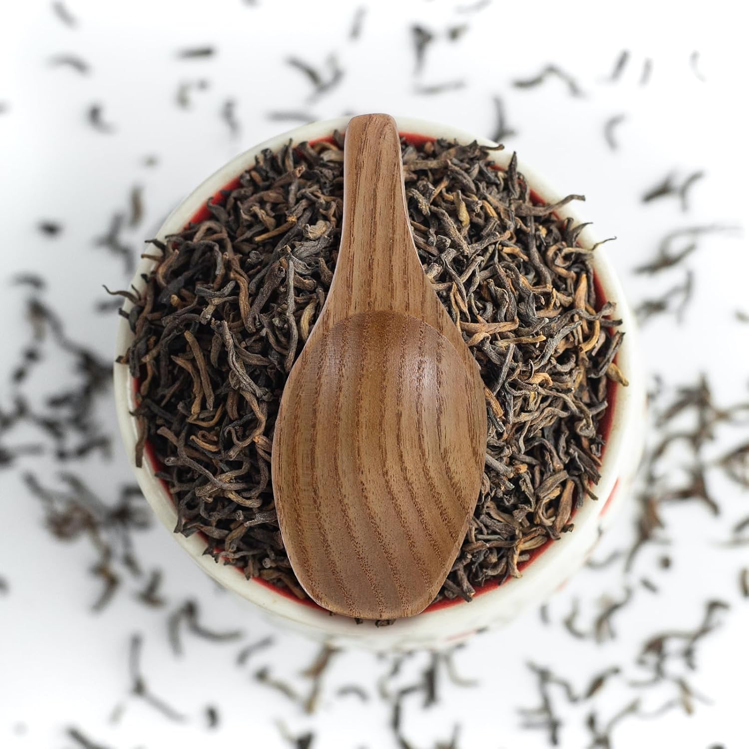 SHINEOFI 2pcs Japanese Style Short Handle Wide Mouth Wooden Tea Scoops Mini Condiment Spoons for Loose Tea Leaves Brown and Light Wood 9x4cm Kitchen