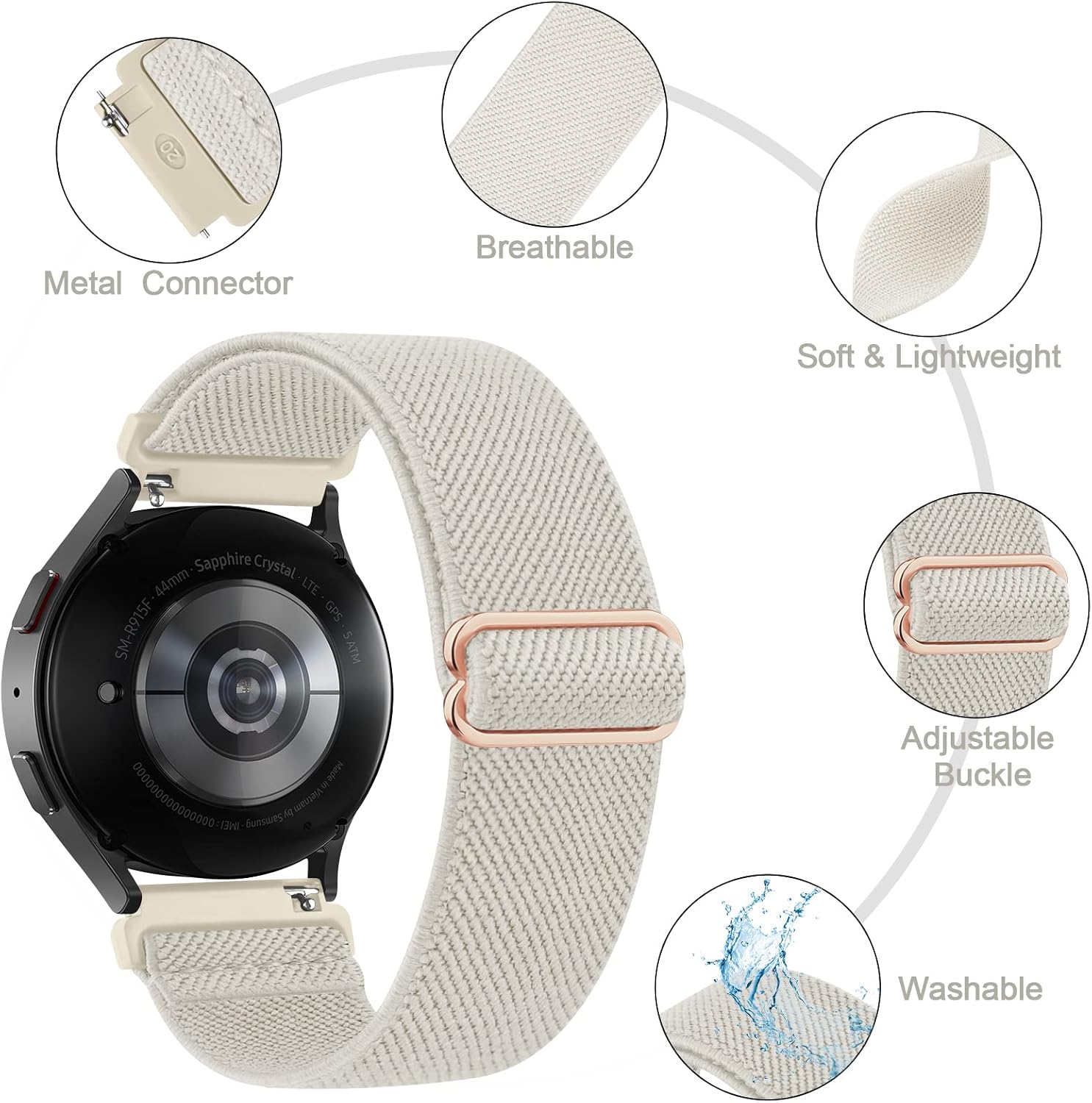 Meliya ID208 Plus Smart Watch Bands, 22mm Stretch Elastic Nylon Bands for Fitpolo/Quican/Aeac/Tensky ID208 Plus Smartwatch Replacement Wristband Adjustable Straps image 2