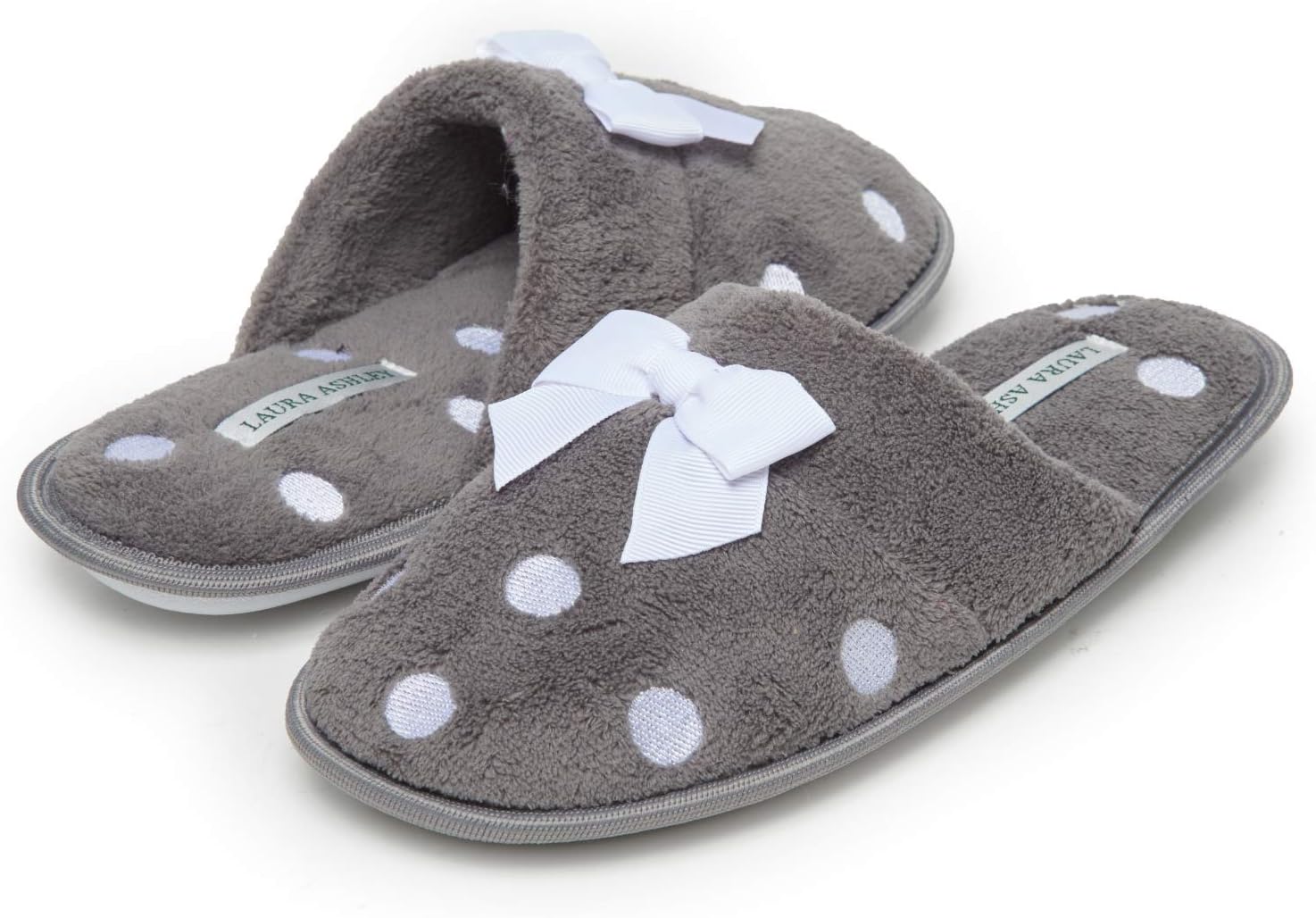 Laura Ashley Ladies Embroidered Soft Terry Scuff Slipper - Image 2