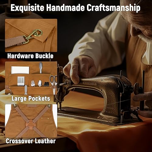 Miniatura 5 de Professional Chef Apron, 100% Cotton Canvas, Perfect for Cooking, Grilling, BBQ, and Kitchen Work, Durable & Stylish