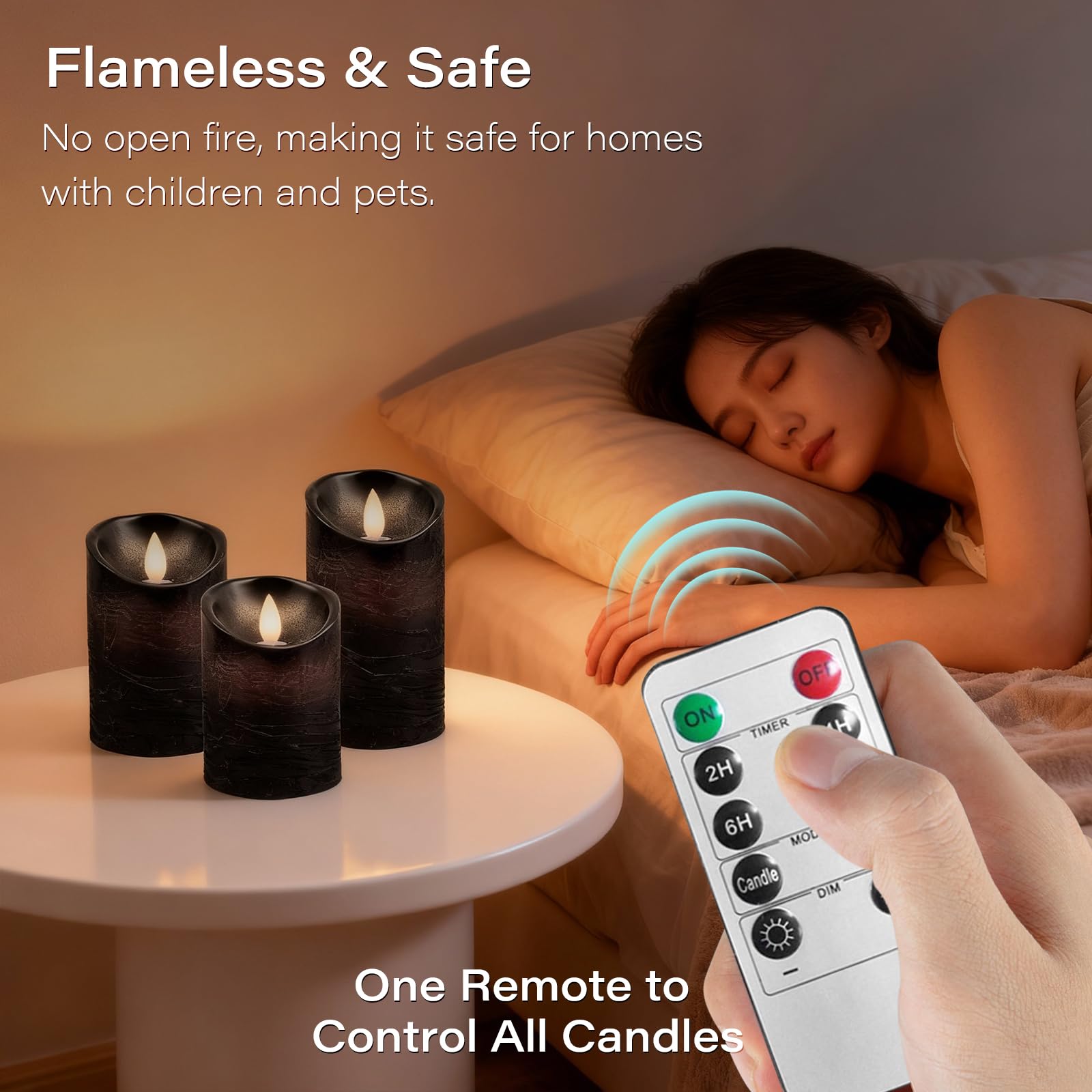 Set di 5 candele LED con telecomando a 10 pulsanti, senza fiamma, in