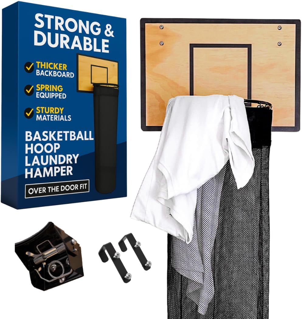 Basketball Hamper, Boys Laundry Basket, Basketball Laundry Hamper, Boys Room Decor, Spring Equipped, Thick Backboard, Zipper Bottom, Room Organizer, Gift for Kids