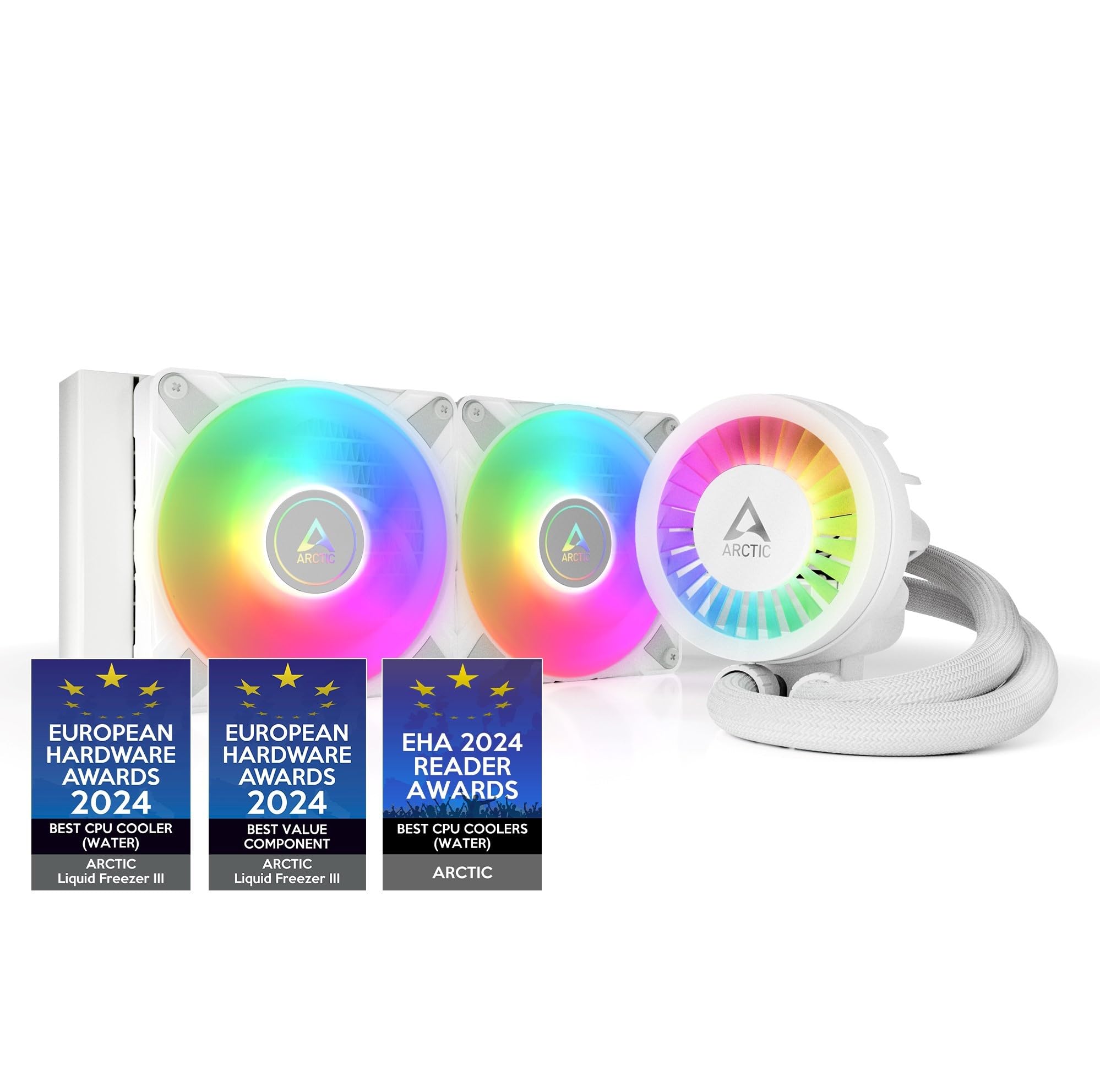 Liquid Freezer III 240 A-RGB - Water Cooling PC, All-in-One CPU AIO Water Cooler, Intel & AMD compatible, efficient PWM-controlled pump, fan: 200-1800 rpm, LGA1851/1700 Contact Frame - White