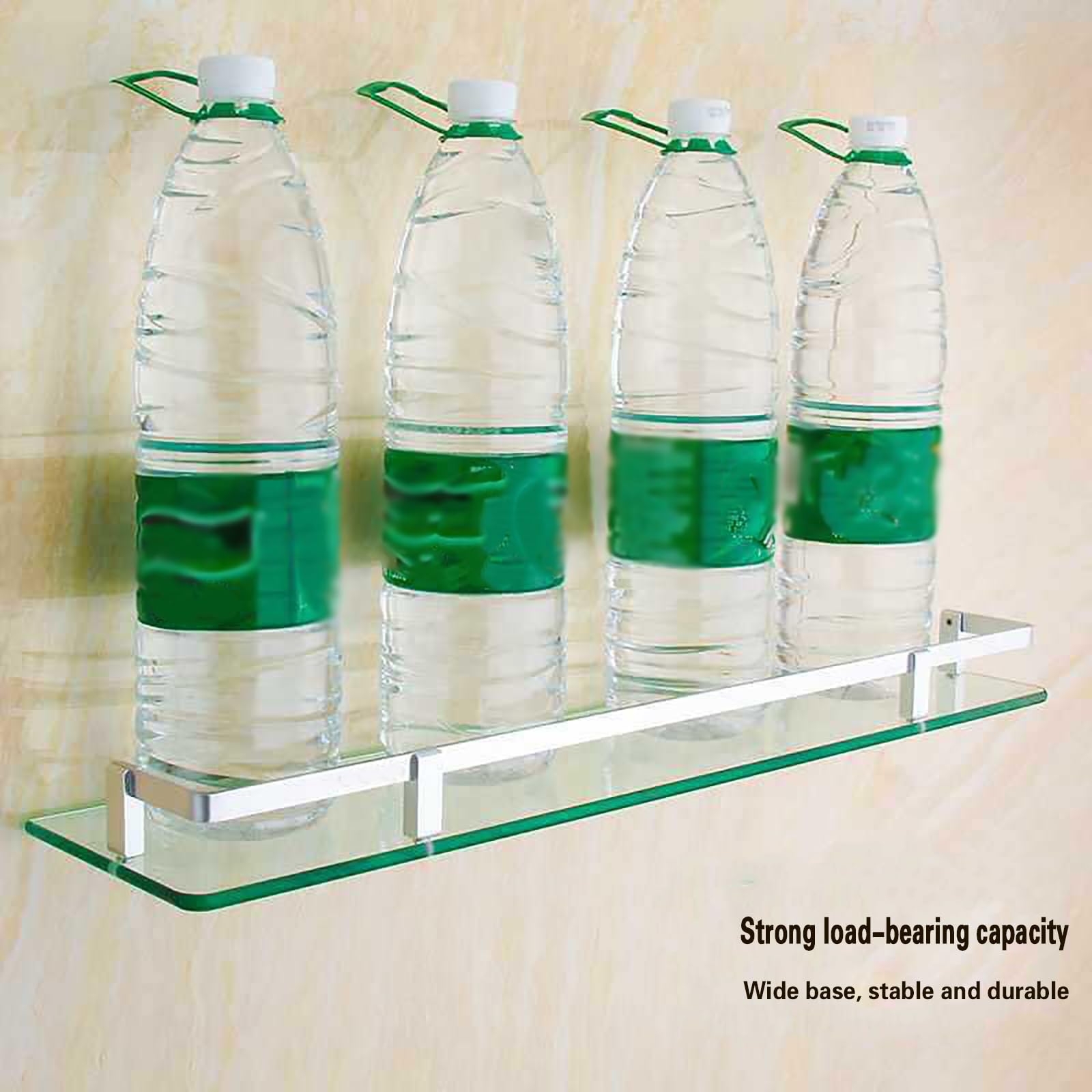 Estante de baño de cristal, estante cuadrado templado con riel, montado en la pared para cocina e inodoro, ideal para almacenamiento y organización de baño