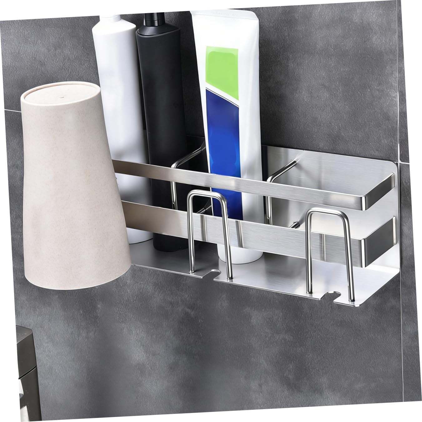 1pc Stainless Steel Toothbrush Holder No Drilling Bathroom Rack Space-Saving Design for Use Elegant and Practical Toothbrush Storage