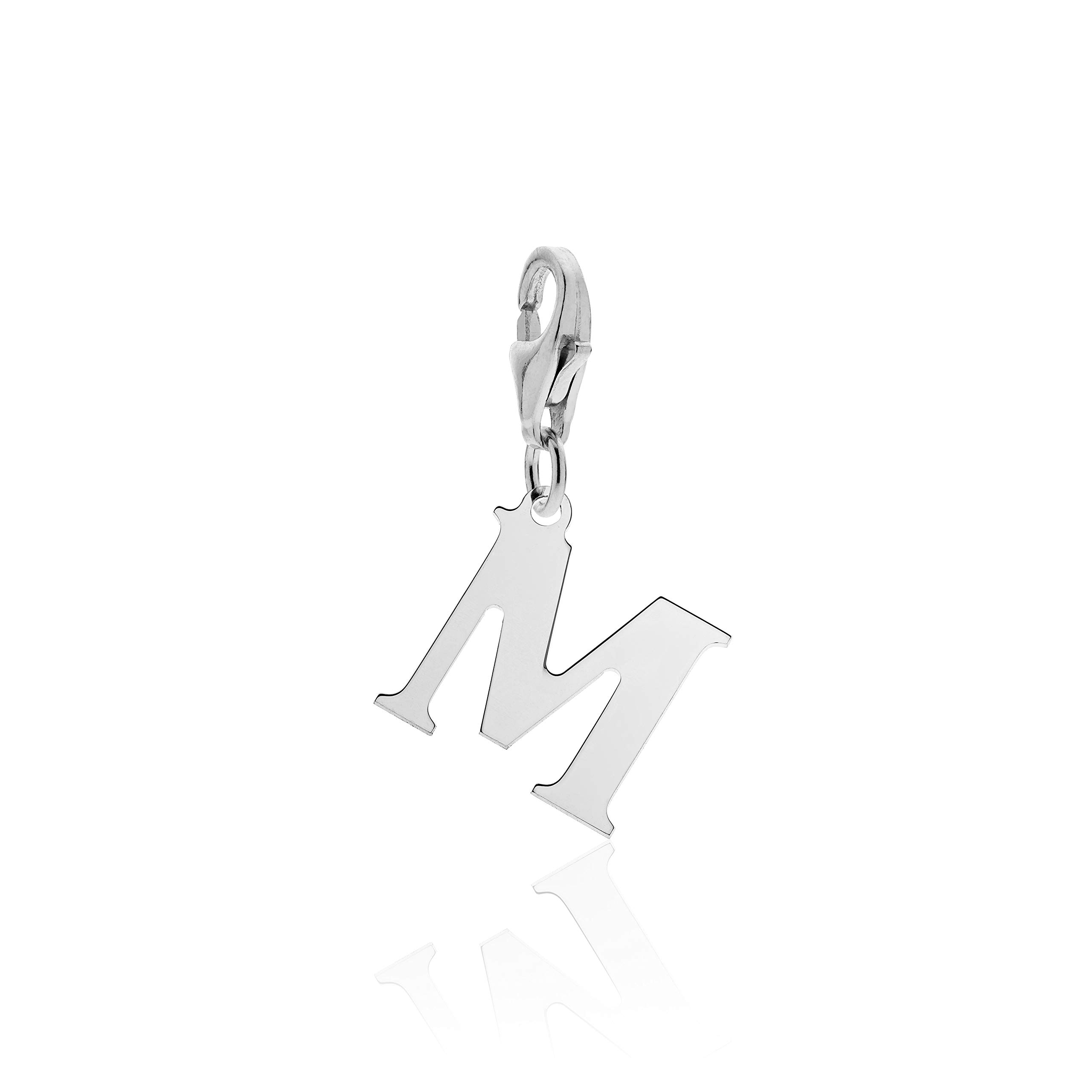 AKA Gioielli® - Charm Lettre de l'Alphabet Argent 925 Rhodié, Pendentif Lettre Initiale