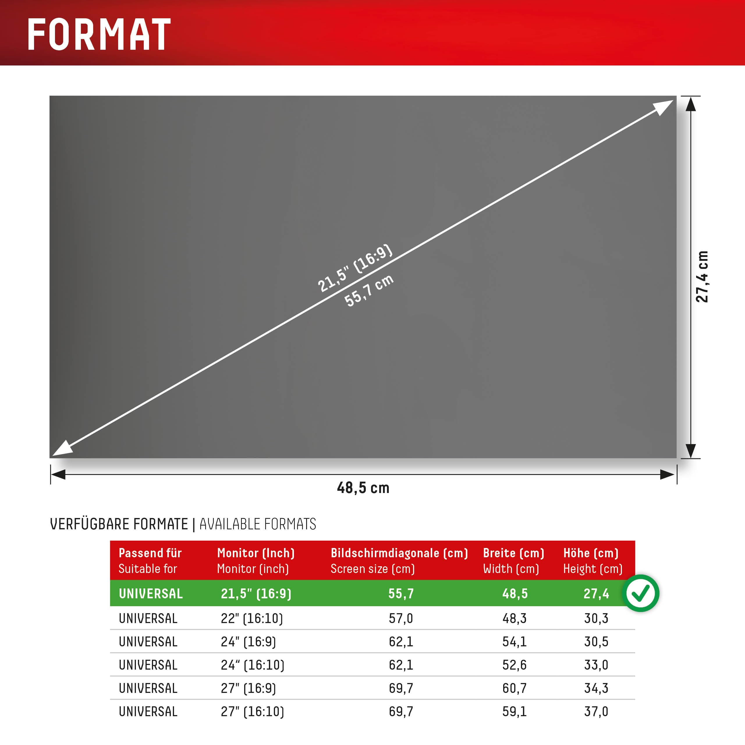 Displex PRIVACY SAFE - Filtro de privacidad magnético de 2 vías para monitor de escritorio de 21,5" (16:9), 48,5 x 27,4 cm, fijación magnética, extraíble, antirreflejos y protector de privacidad