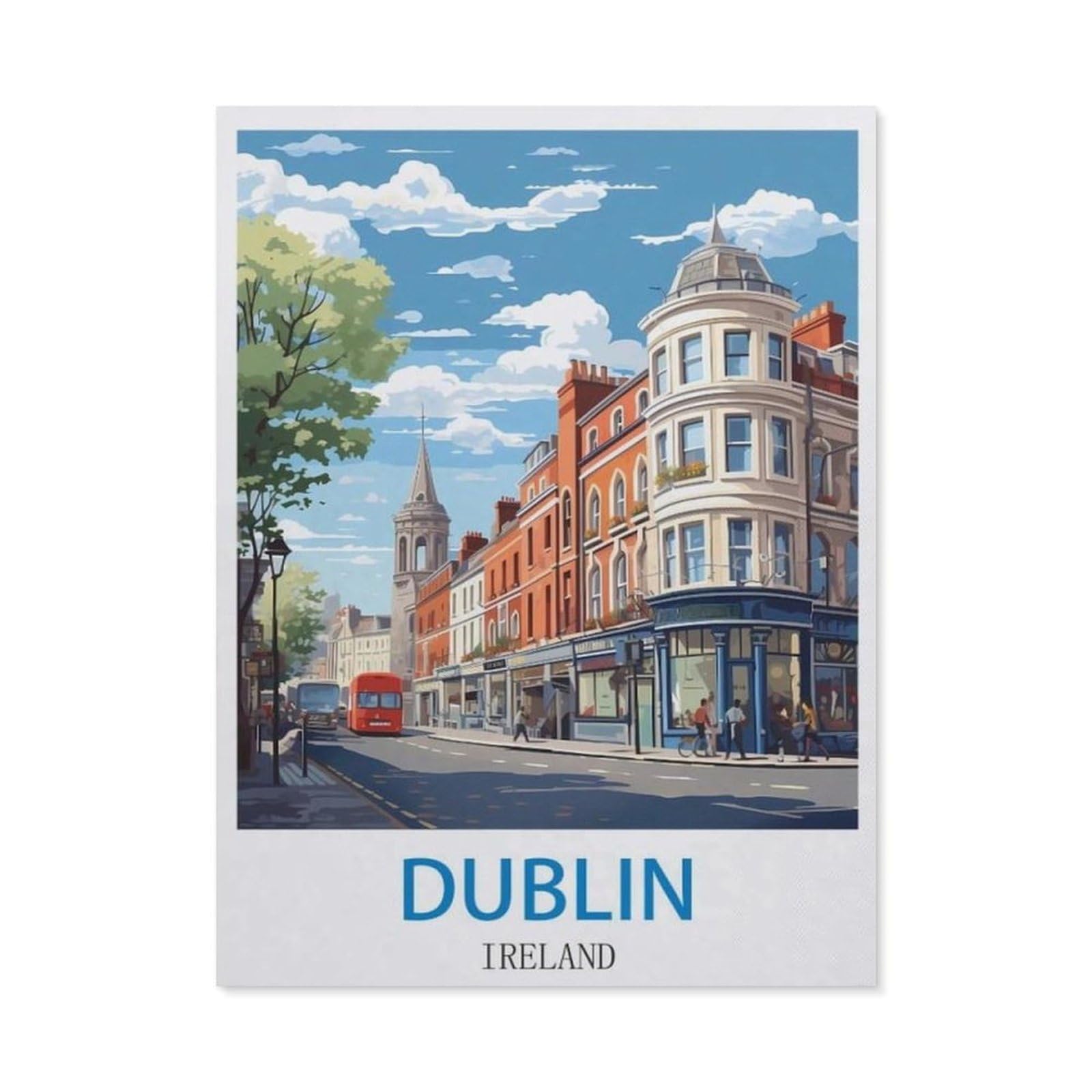 BEAYODKP 5D DIY Diamond Painting Kit，Dublin Ireland，Crystal Mosaic Full Drill Round Diamond Painting Embroidery Accessories（30 x 40 cm/11.81 x 15.74 inches）-CM91