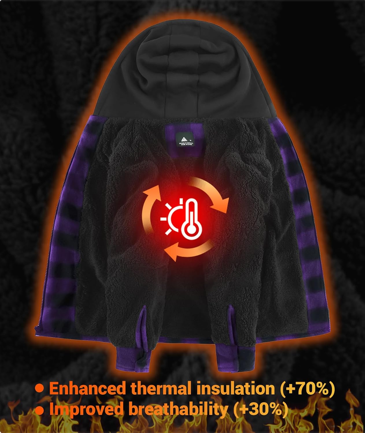 ZITY Boys Flannel Jacket Sherpa Lined Hoodies Zip Up Fleece Plaid Shirt Unisex Winter Coat Kids Outerwear 6-15 Years - Image 3