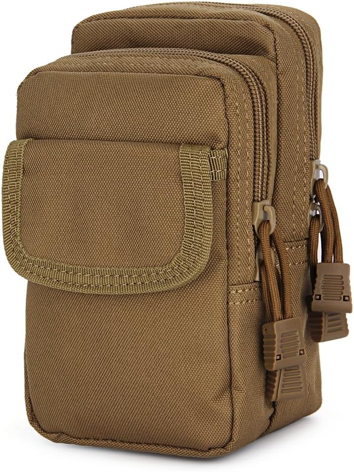 Multi-Purpose Compact Nylon Outdoor Military Tactical Molle Pouch with Two Way Zipper & 6 Pockets,EDC Utility Gadget Belt Waist Bag for iPhone 6 6s 7 Plus,Samsung S4 S5 S6 S7